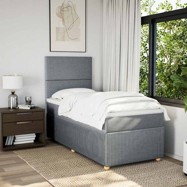 Box spring postel s matrací světle šedá 90x190 cm textil 3291904