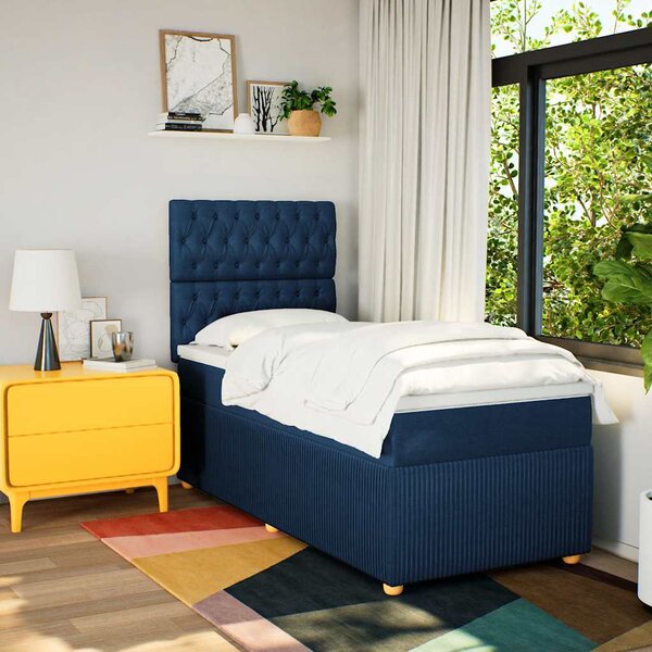 Box spring postel s matrací modrá 80x200 cm textil 3291896