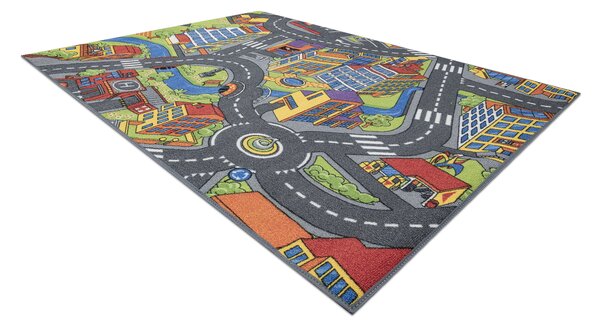 Makro Abra Dětský kusový koberec REBEL ROADS Town life 97 Velkoměsto ulice protiskluzový šedý Rozměr: 95x133 cm