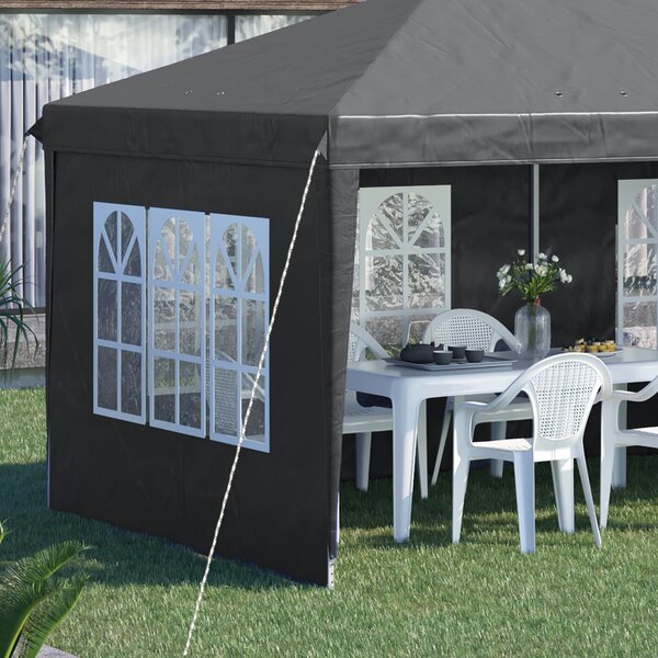 Outsunny Zahradní Kloubový Skládací Altán - Event Stan - 3 x 6 m - Marquee Stánek - 3 Odnímatelné Strany - Kolíky do Země + Taška na Přenášení Šedá |