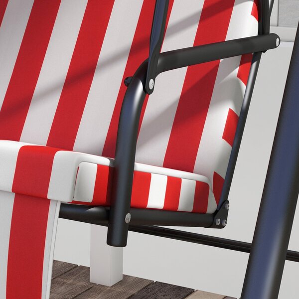 Zahradní houpačka Outsunny pro 3 osoby s nastavitelnou střechou, polštáři a opěradlem 1,72D x 1,1Š x 1,53V m Černá ocel Červený polyester | Aosom