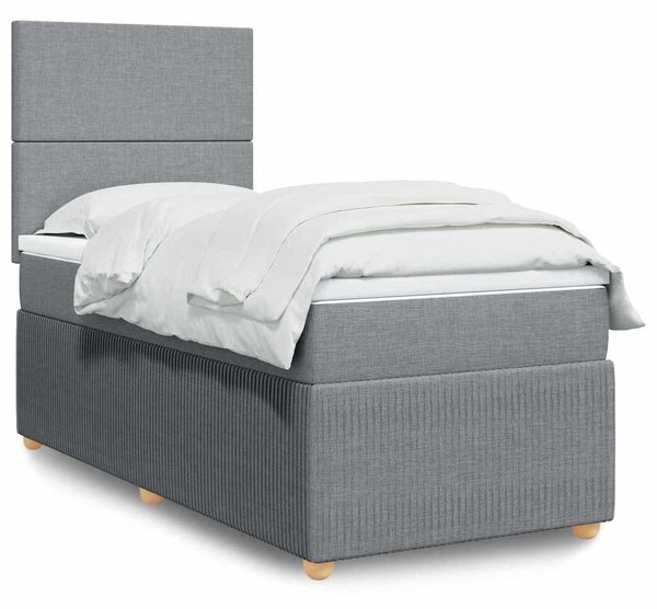 Box spring postel s matrací světle šedá 90x190 cm textil 3291904