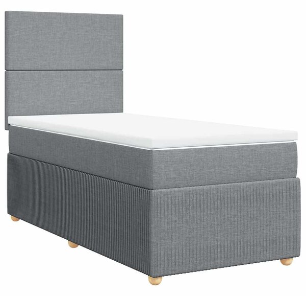 Box spring postel s matrací světle šedá 90x190 cm textil 3291904