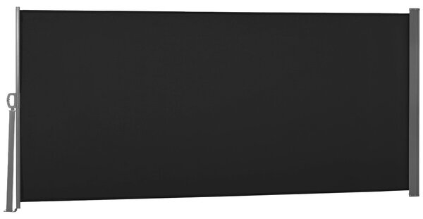 Zatahovací boční markýza Outsunny dim. 3L x 1.6H m, kovová, waterproof, UV-odolná, vysokohustotní 180 g/m², černá | Aosom