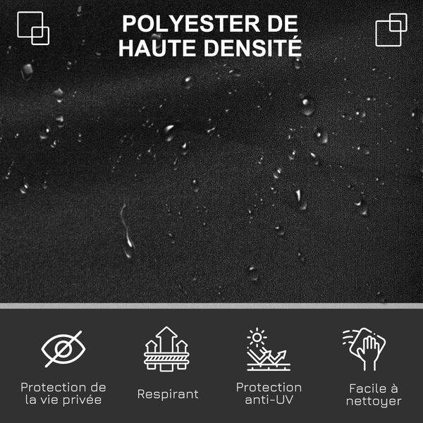 Zatahovací boční markýza Outsunny dim. 3L x 1.6H m, kovová, waterproof, UV-odolná, vysokohustotní 180 g/m², černá | Aosom