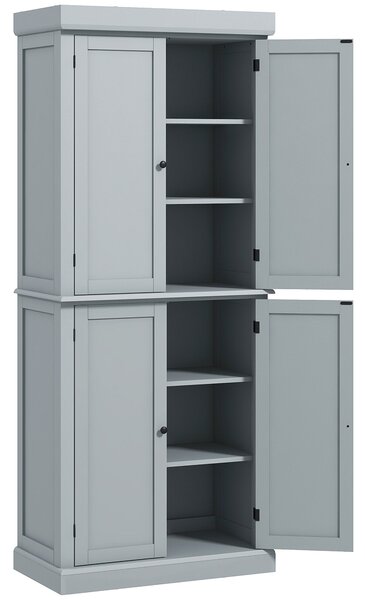 HOMCOM Kuchyňský Skříňový Buffet Skladovací Skříň Moderní Styl s Nastavitelnými Policemi pro Jídelnu a Obývací Pokoj, 76 x 40,5 x 184 cm, Šedá | Aosom