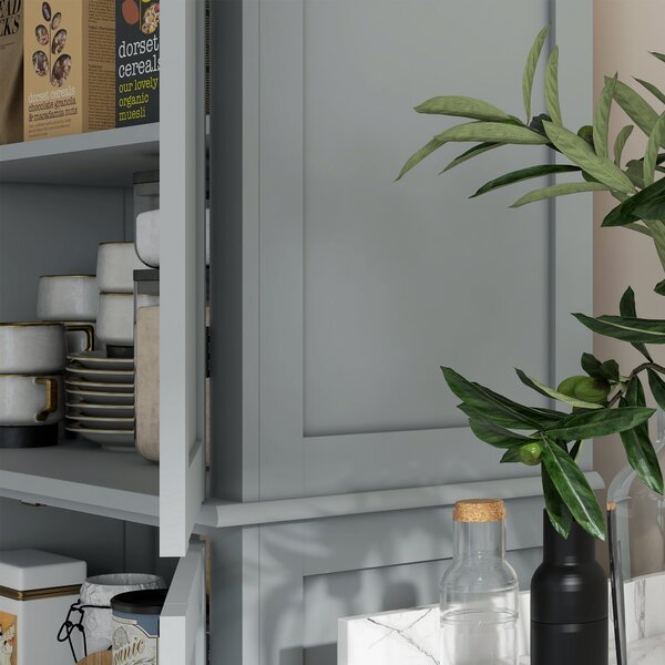 HOMCOM Kuchyňský Skříňový Buffet Skladovací Skříň Moderní Styl s Nastavitelnými Policemi pro Jídelnu a Obývací Pokoj, 76 x 40,5 x 184 cm, Šedá | Aosom