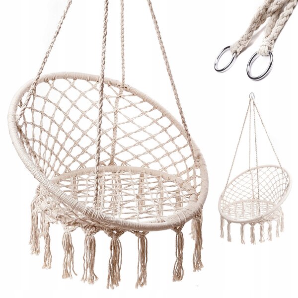KIK KX7629 závěsné křeslo s třásněmi 80 cm bílá 11447