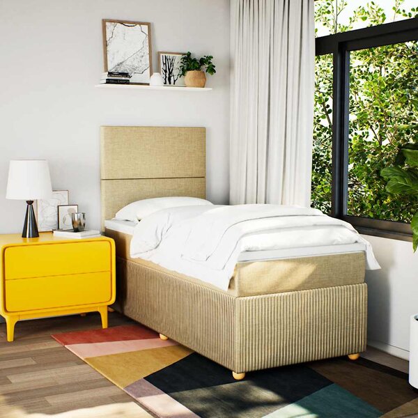 Box spring postel s matrací krémová 90x200 cm textil 3291937