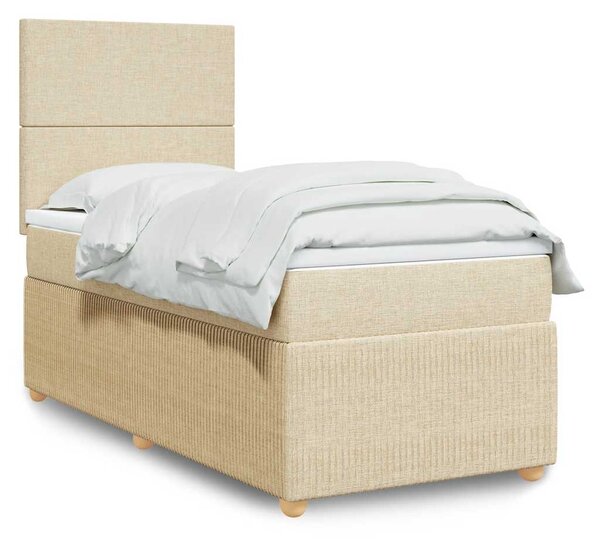 Box spring postel s matrací krémová 90x200 cm textil 3291937