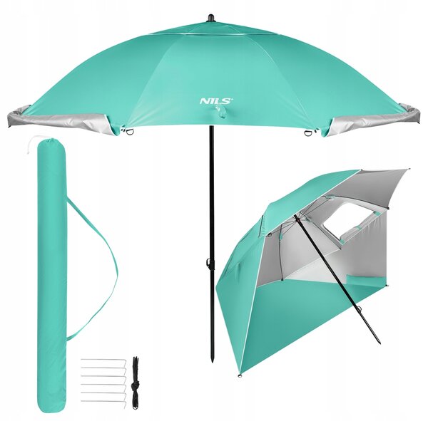 Plážový slunečník / paraván NILS Camp NC17114 240 cm zelený
