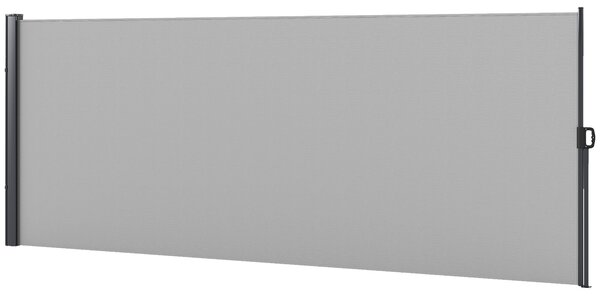 Sklopný boční slunečník Outsunny - větrná clona 4L x 1,60H m, hliník, polyester, UV-odolný, hustota 180 g/m², světlá šedá | Aosom