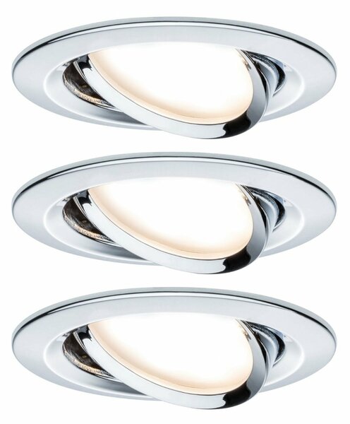 PAULMANN Vestavné svítidlo LED Nova kruhové 3x6,5W GU10 chrom výklopné 3-krokové-stmívatelné 934.70 P 93470