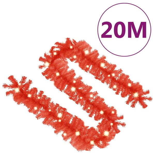 Vánoční girlanda s LED světýlky 20 m červená 329197