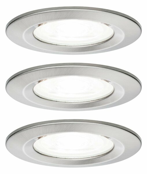 PAULMANN Vestavné svítidlo LED Nova kruhové 3x6,5W GU10 kov kartáčovaný 4000K nevýklopné 929.79