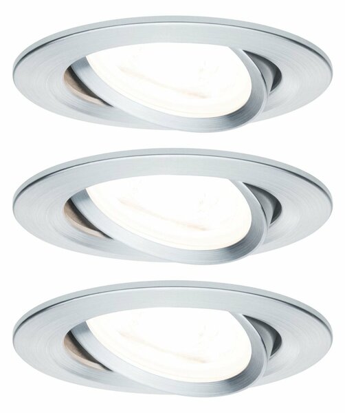 PAULMANN Vestavné svítidlo LED Nova kruhové 3x6,5W GU10 hliník broušený výklopné 3-krokové-stmívatelné 934.69 P 93469