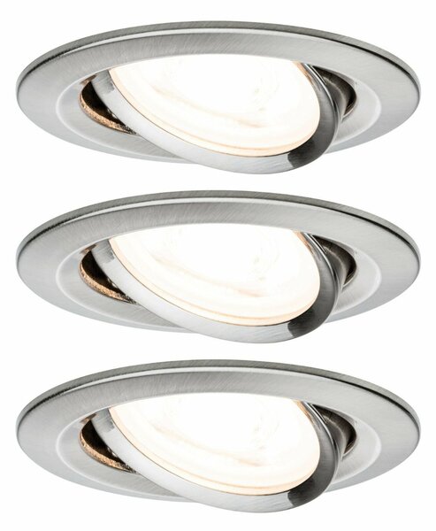 PAULMANN Vestavné svítidlo LED Nova kruhové 3x6,5W GU10 kov kartáčovaný výklopné 934.29 P 93429