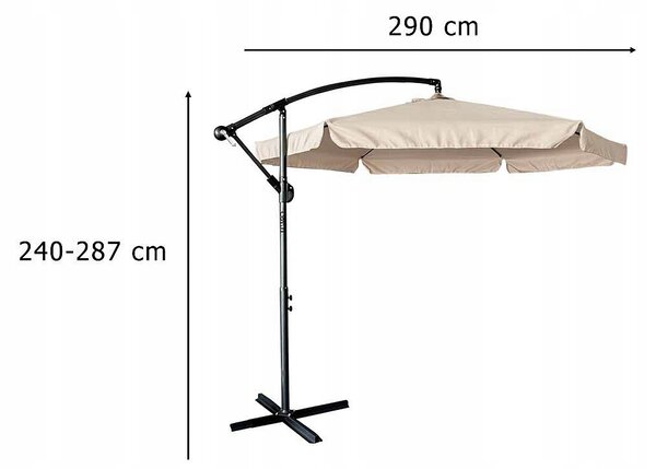 KIK KX3313 Slunečník s boční nohou 290 cm béžový