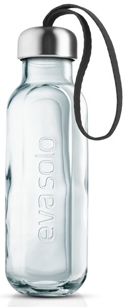 Láhev na pití z recyklovaného skla černé poutko Eva Solo