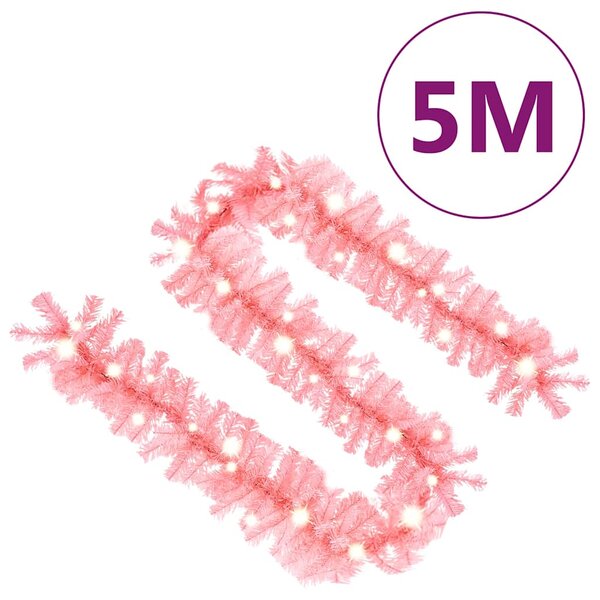 Vánoční girlanda s LED světýlky 5 m růžová 329198