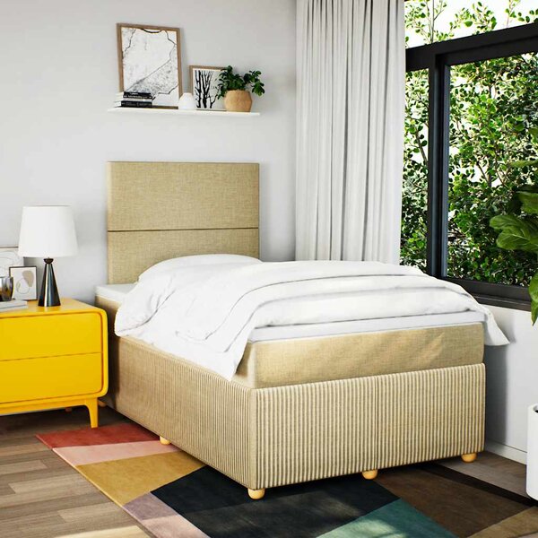 Box spring postel s matrací krémová 120x190 cm textil 3291993