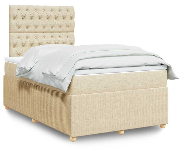 Box spring postel s matrací krémová 120x190 cm textil 3292007