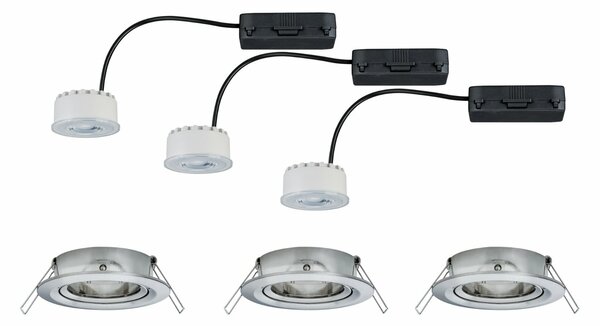 Paulmann vestavné svítidlo LED Reflector Coin 6,8W kov 3ks sada stmívatelné a nastavitelné 939.44 P 93944
