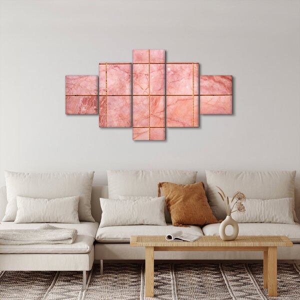 Obraz - Růžové, mramorované dlaždice (125x70 cm)