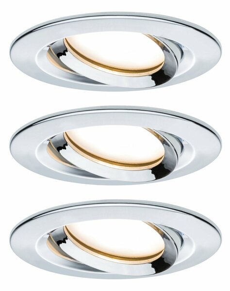PAULMANN Vestavné svítidlo LED Nova Plus kruhové 3x6,8W chrom výklopné stmívatelné 936.84 P 93684