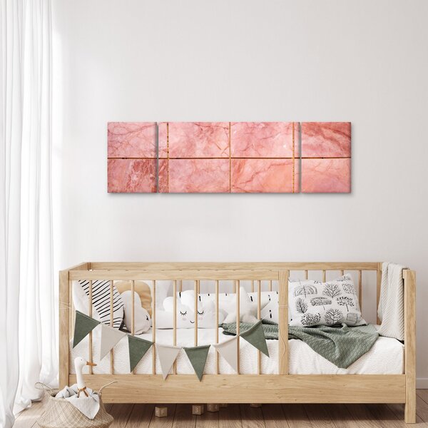 Obraz - Růžové, mramorované dlaždice (170x50 cm)