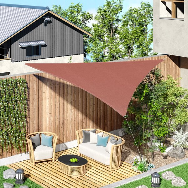 Outsunny Velká Trojúhelníková Sluneční Plachta 3 x 3 x 3 m z Vysoce Hustotního UV Odolného Polyethylenu v Růžově Červené Barvě | Aosom