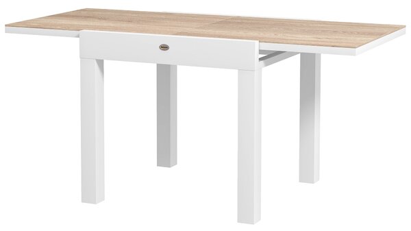 Outsunny Rozkládací Hliníkový Zahradní Stůl 80/160 cm, Obdélníkový Stol pro 6 Osob, Odolný proti Korozi a Voděodolný, pro Terasu a Zahradu, Světlá Šed