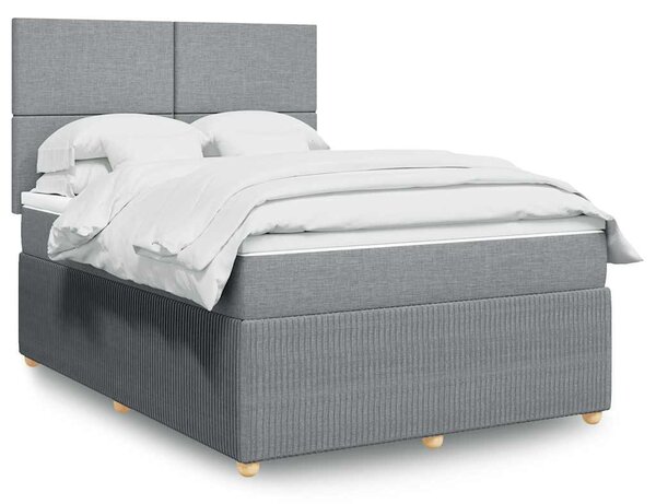 Box spring postel s matrací světle šedá 140 x 190 cm textil 3292044