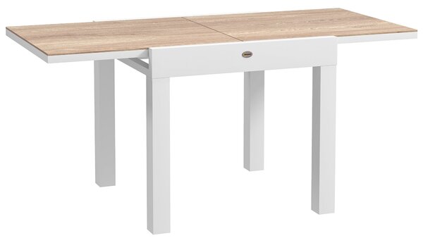 Outsunny Rozkládací Hliníkový Zahradní Stůl 80/160 cm, Obdélníkový Stol pro 6 Osob, Odolný proti Korozi a Voděodolný, pro Terasu a Zahradu, Světlá Šed