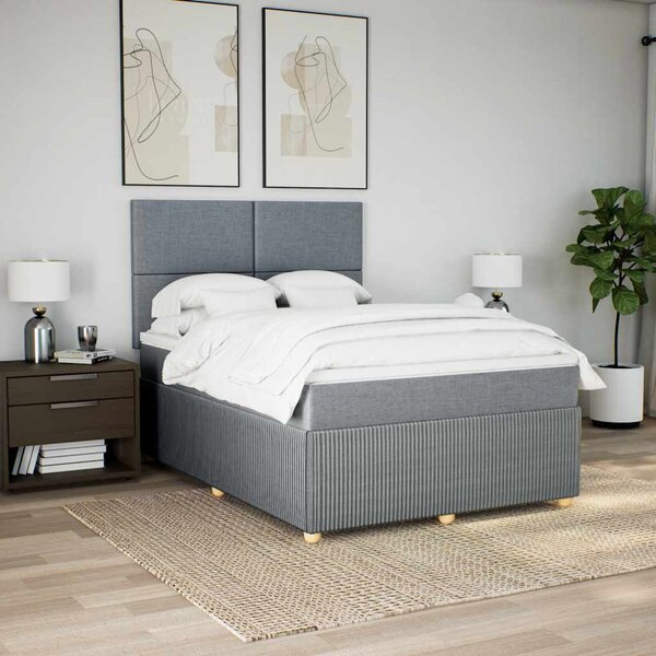 Box spring postel s matrací světle šedá 140 x 190 cm textil 3292044