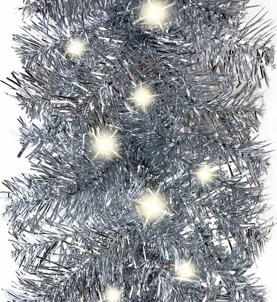 Vánoční girlanda s LED světýlky 20 m stříbrná 329206
