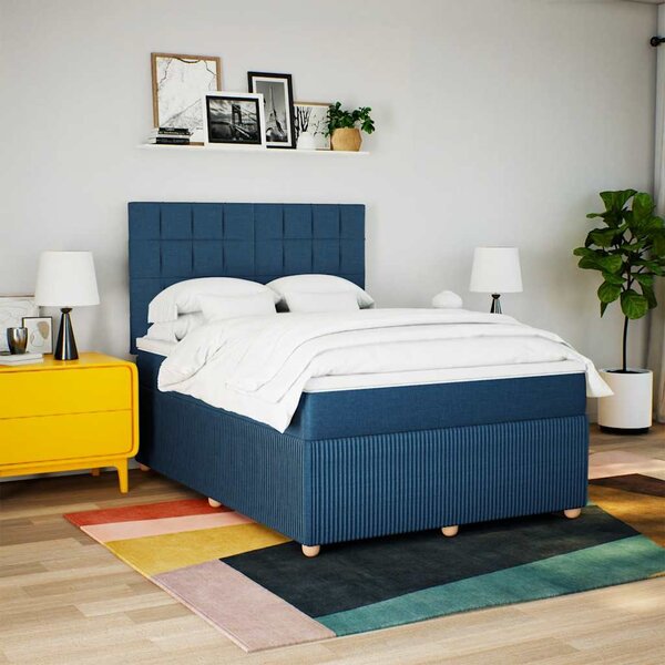 Box spring postel s matrací modrá 140x190 cm textil 3292057