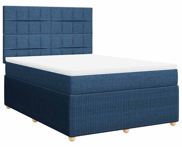 Box spring postel s matrací modrá 140x190 cm textil 3292057