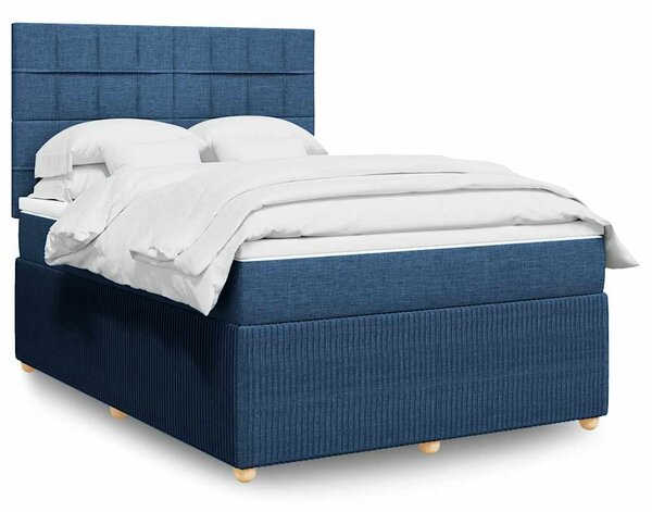 Box spring postel s matrací modrá 140x190 cm textil 3292057