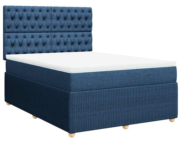 Box spring postel s matrací modrá 140x190 cm textil 3292064