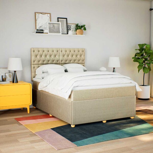 Box spring postel s matrací krémová 140x190 cm textil 3292063