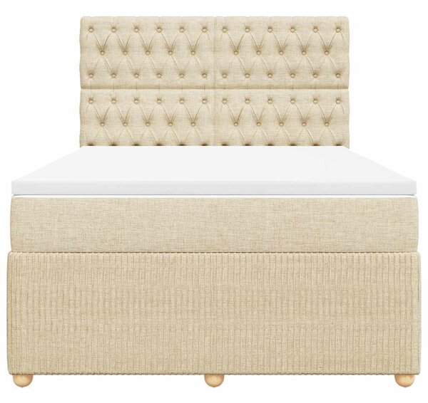 Box spring postel s matrací krémová 140x190 cm textil 3292063