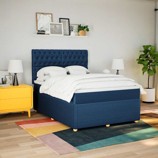 Box spring postel s matrací modrá 140x190 cm textil 3292064