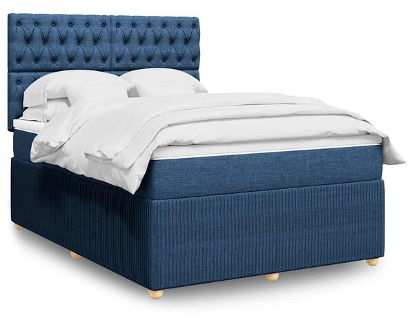 Box spring postel s matrací modrá 140x190 cm textil 3292064