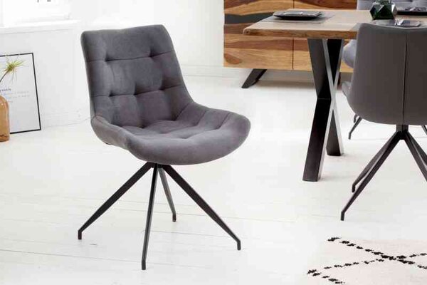 Invicta interior Jídelní židle Divani retro světle šedá/černá - 2ks