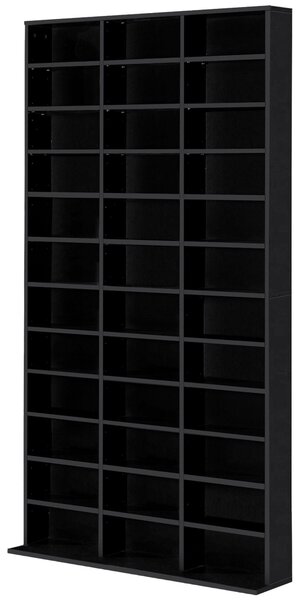 HOMCOM Regál na CD/DVD pro 1116 CD, 36 výškově nastavitelných přihrádek, 102 x 24 x 195 cm, Černý | Aosom