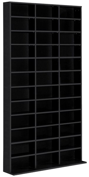 HOMCOM Regál na CD/DVD pro 1116 CD, 36 výškově nastavitelných přihrádek, 102 x 24 x 195 cm, Černý | Aosom
