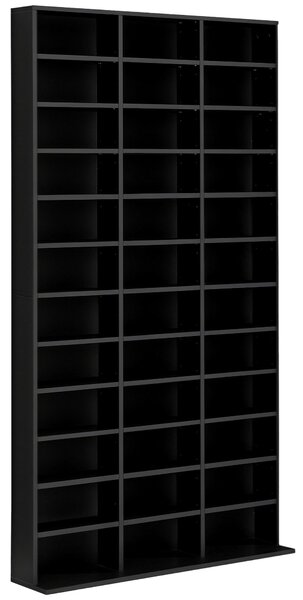 HOMCOM Regál na CD/DVD pro 1116 CD, 36 výškově nastavitelných přihrádek, 102 x 24 x 195 cm, Černý | Aosom