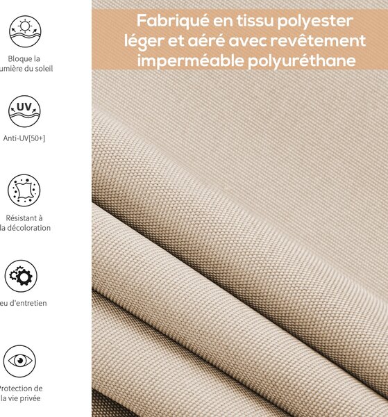 Outsunny Venkovní Rolovací Záclona 2,5 x 1,6 m Skladatelný Vertikální Sluneční Stín s Kličkou, Hliník a Polyester 280 g/m² UV50+ Ochrana pro Balkon, T