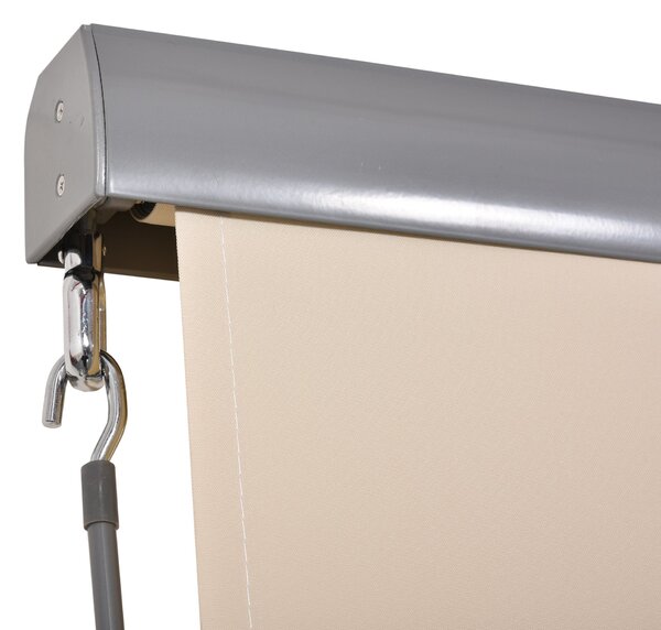 Outsunny Venkovní Rolovací Záclona 2,5 x 1,6 m Skladatelný Vertikální Sluneční Stín s Kličkou, Hliník a Polyester 280 g/m² UV50+ Ochrana pro Balkon, T